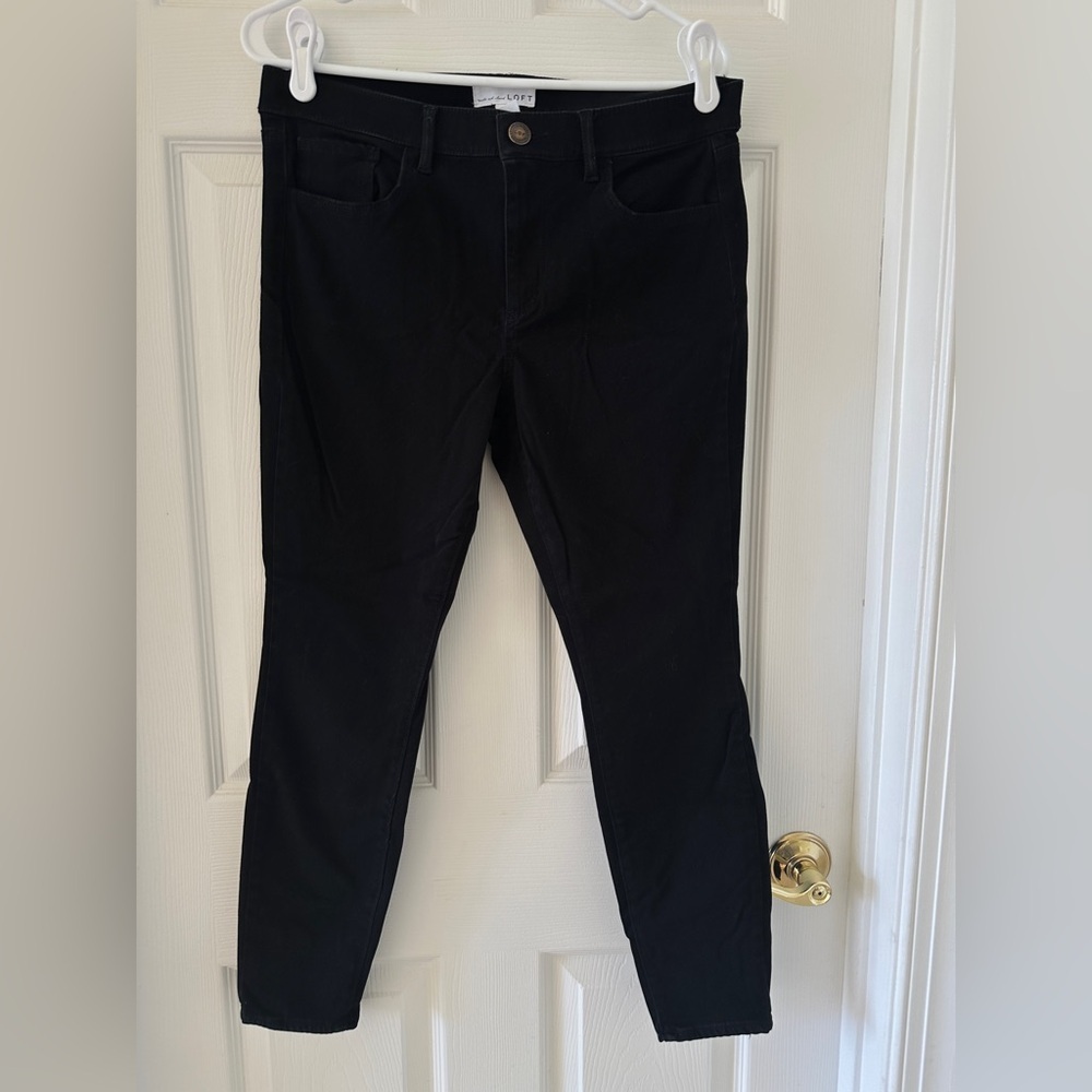 Women's LOFT brushed Black Jeans Size 8 - Picture 1 of 8
